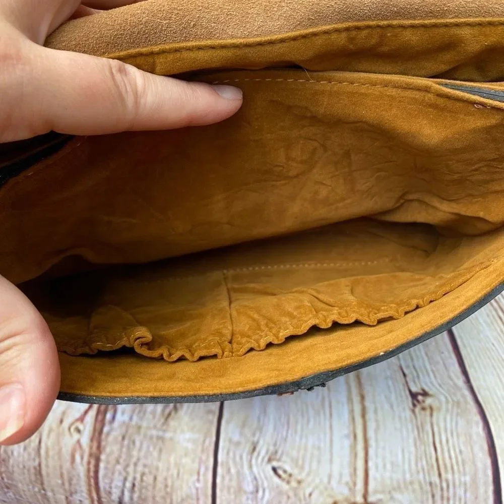 Patricia Nash Yoeky Top Leather Purse Colorblock Black Tan NWT Crossbody Strap - Picture 9 of 11